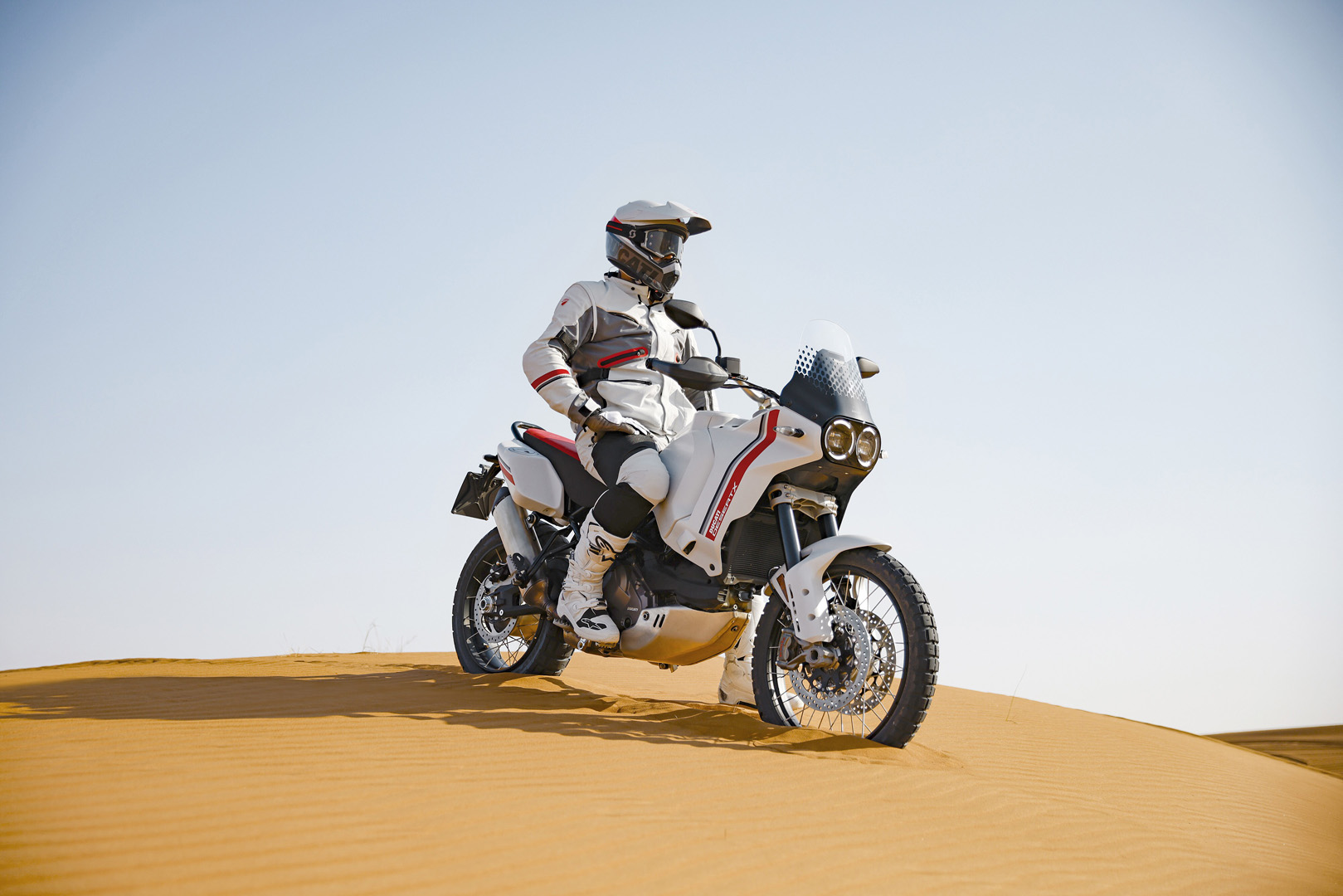 Ducati DesertX 2024 parked on sand dune