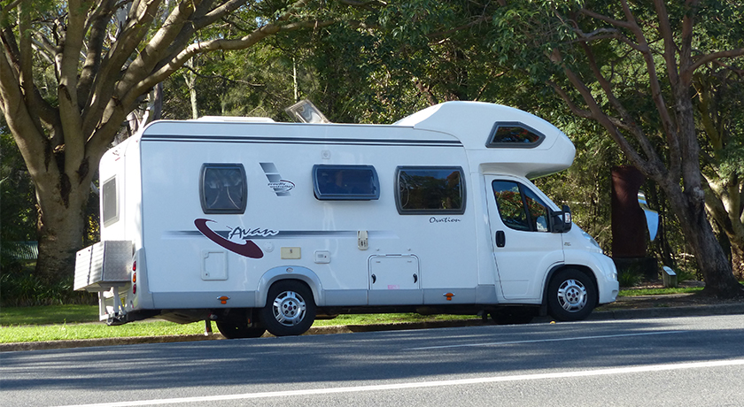 Motorhome parked at the side of the road