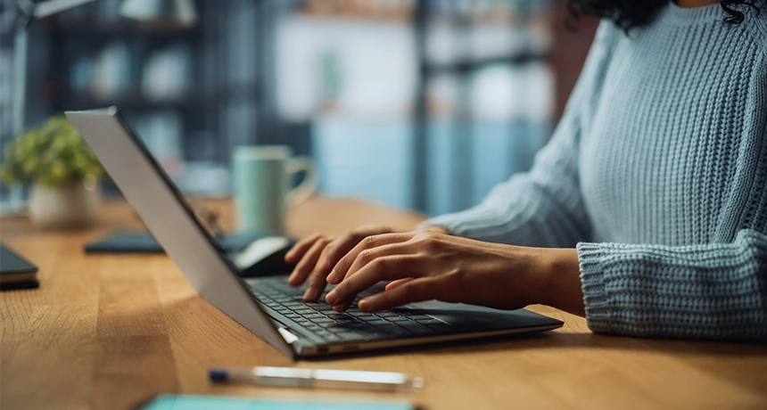 Woman using computer