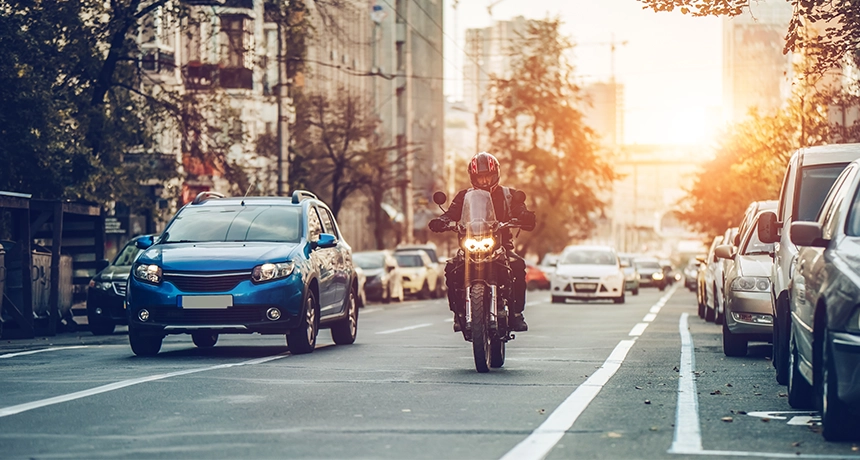 Motorbike driving in traffic