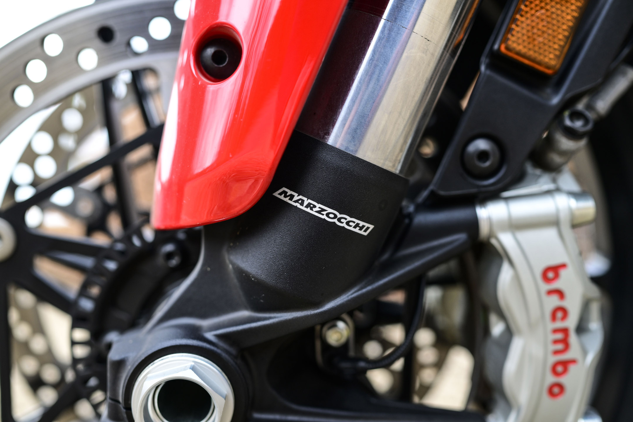 Close up of the Ducati Shyhook Suspension