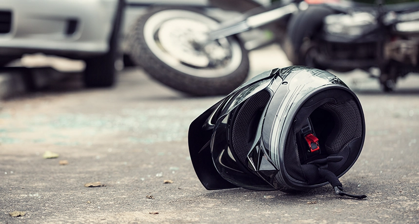 motorbike helmet on road