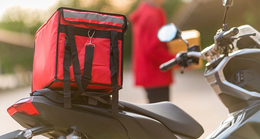 motorbike with red top box