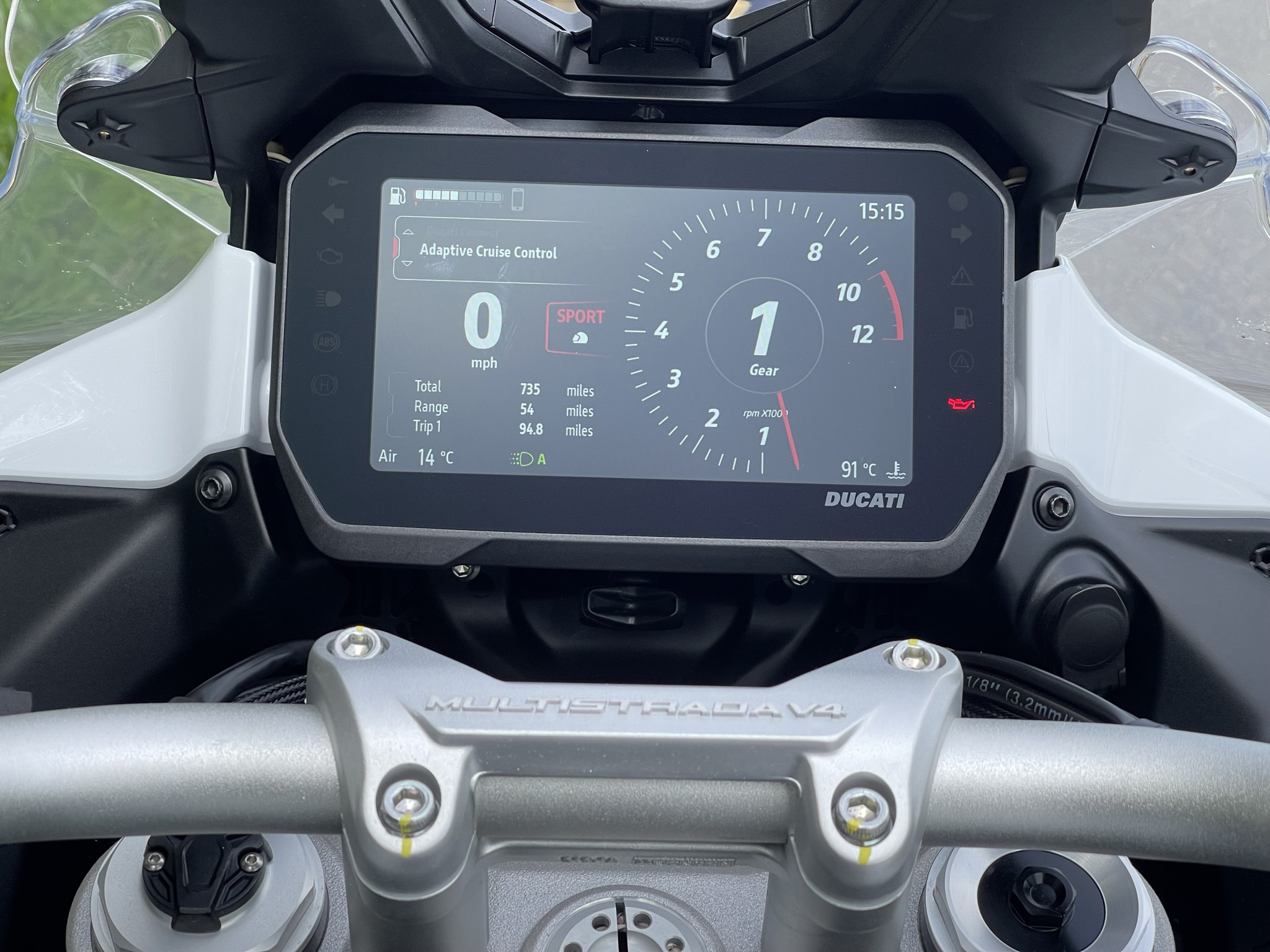 Ducati Multistrada V4S TFT display