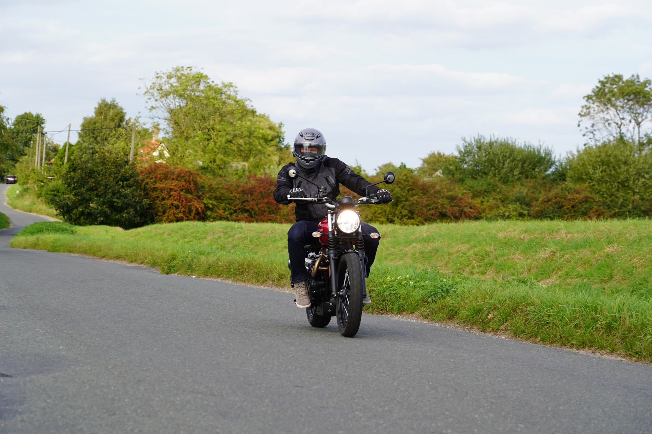 Alex riding on the 2023 Triumph Scrambler 900