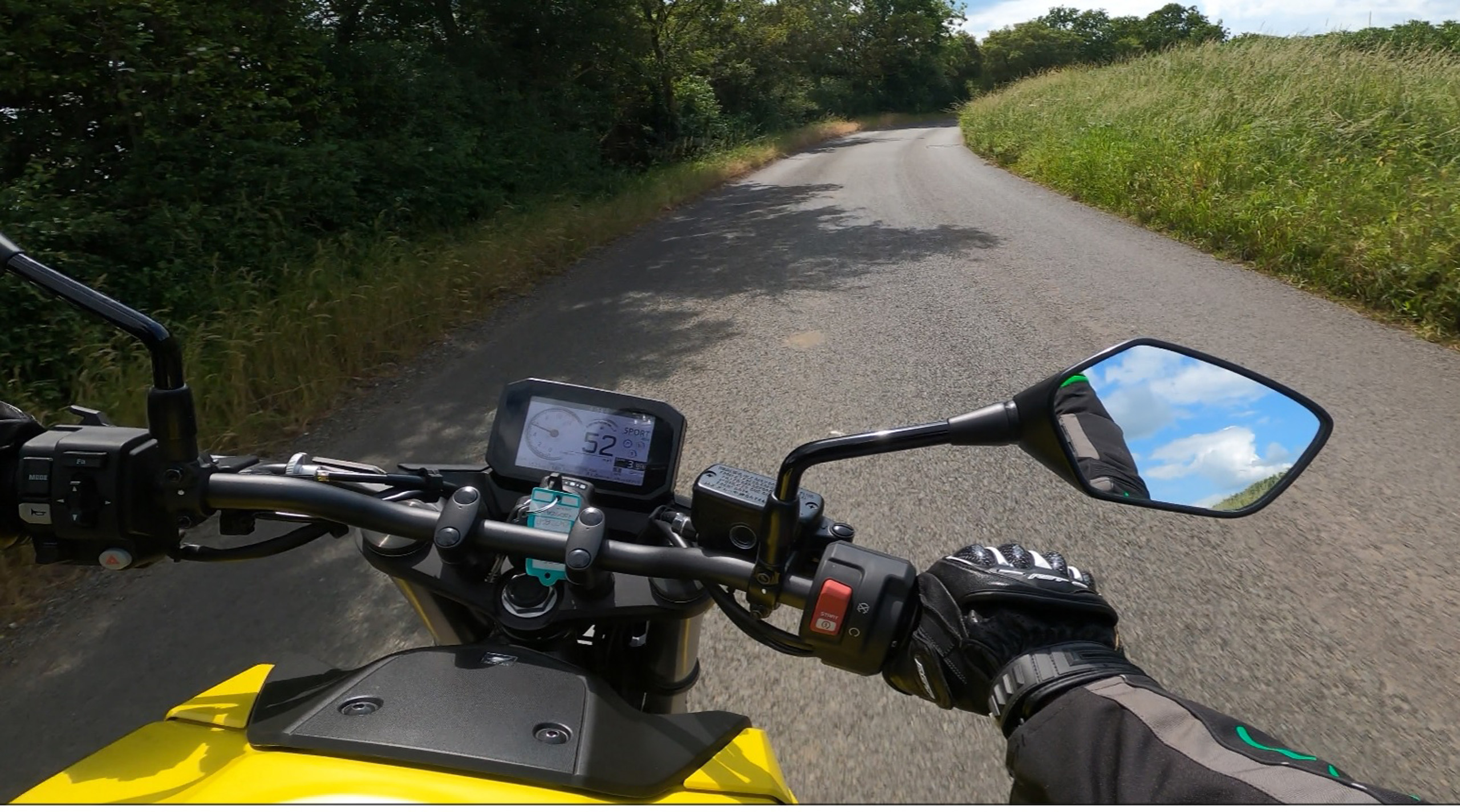 Riders view on the Honda CB750 Hornet