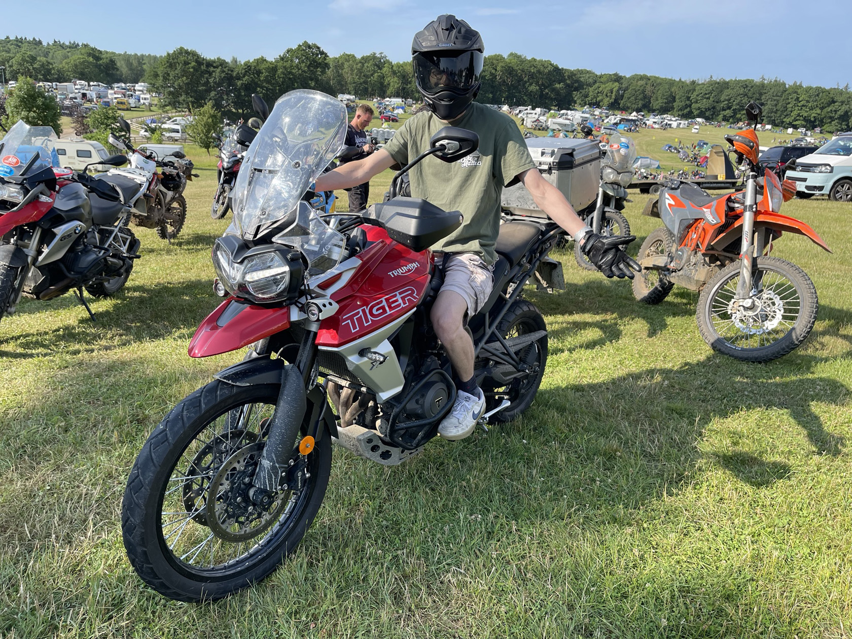 Felix from BikeMatters on a Triumph Tiger 800 XCA at ABR Festival 2023