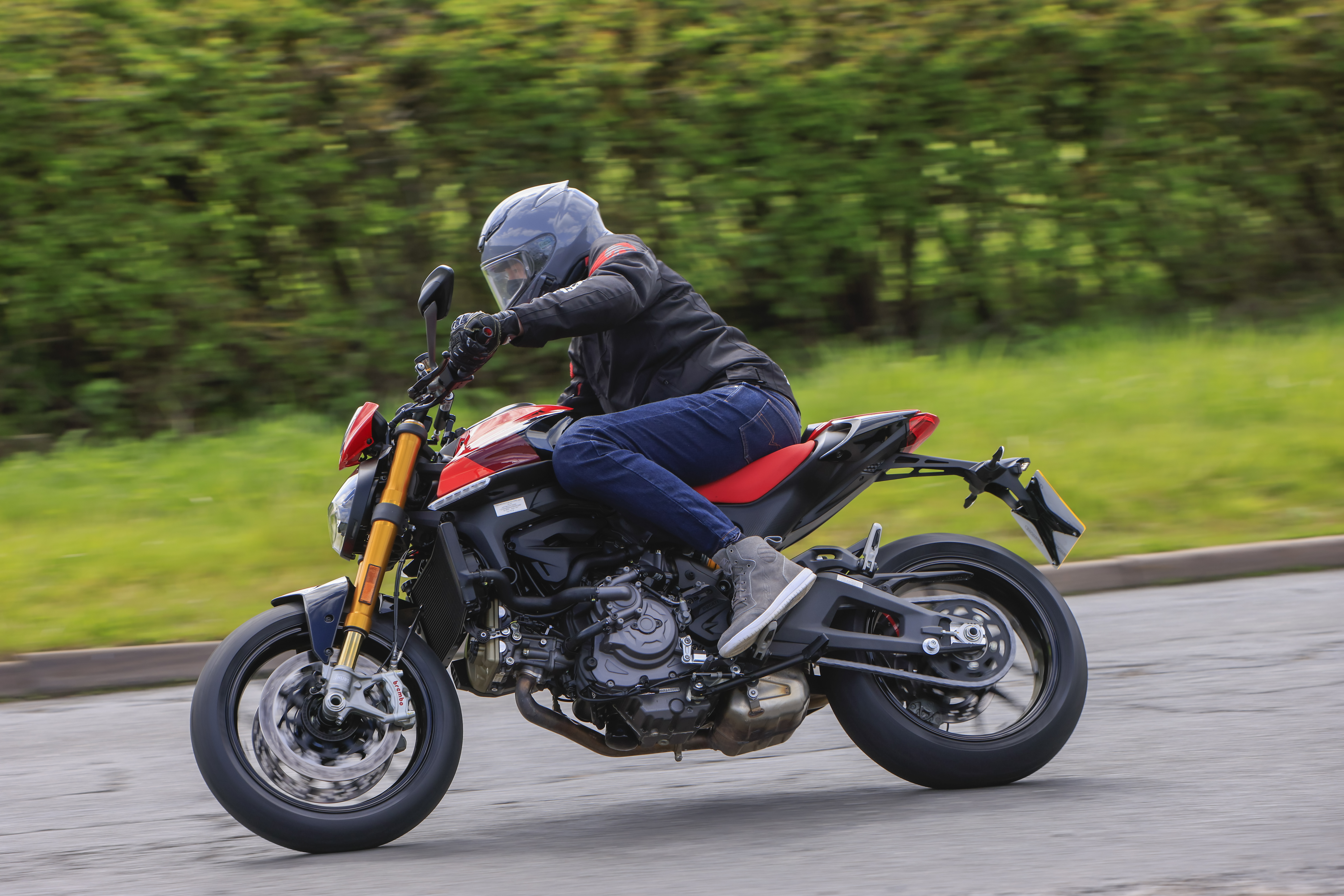 Alex riding the Ducati Monster SP 2023