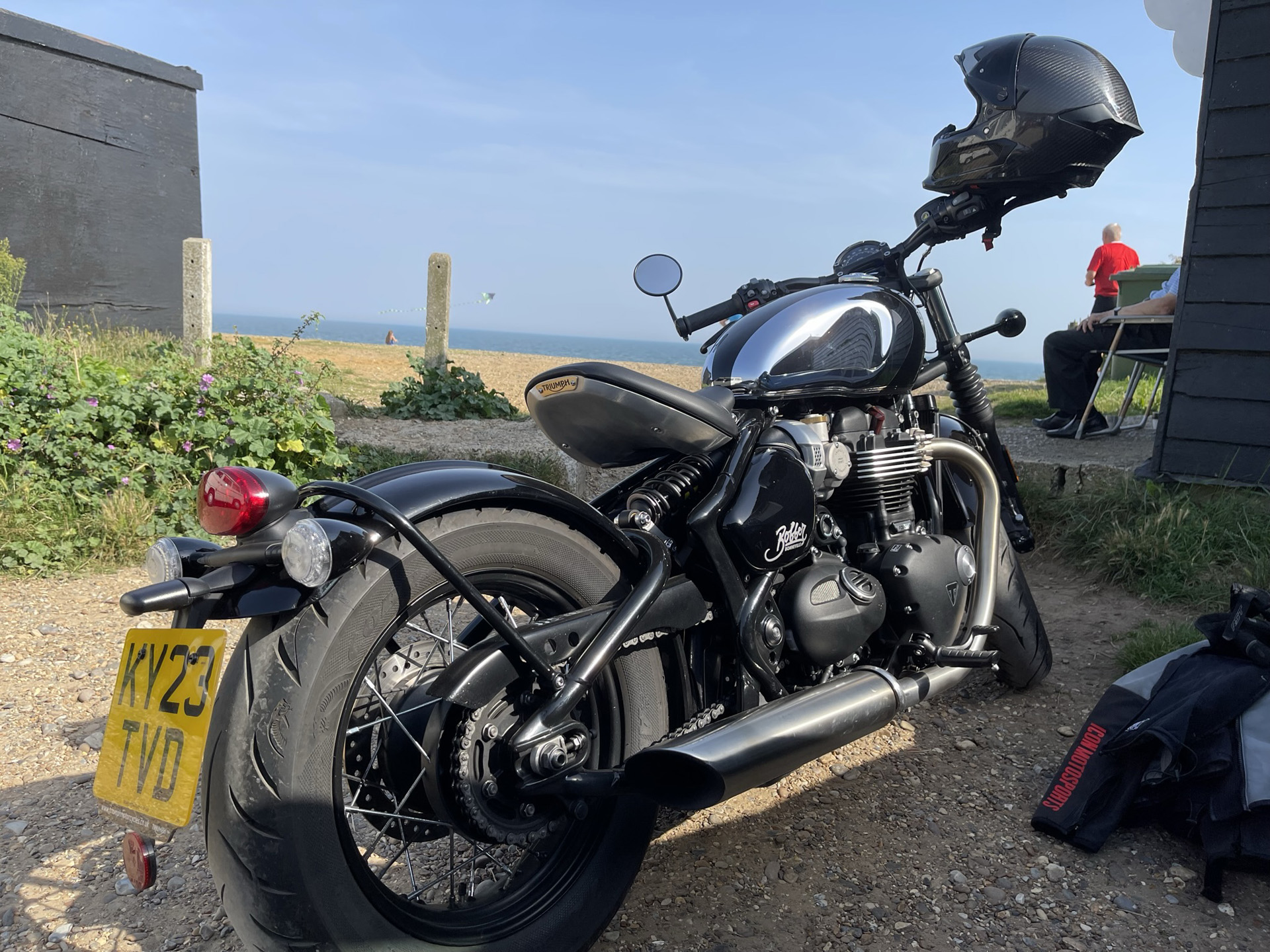 Triumph Bobber Chrome at Dunwich Beach