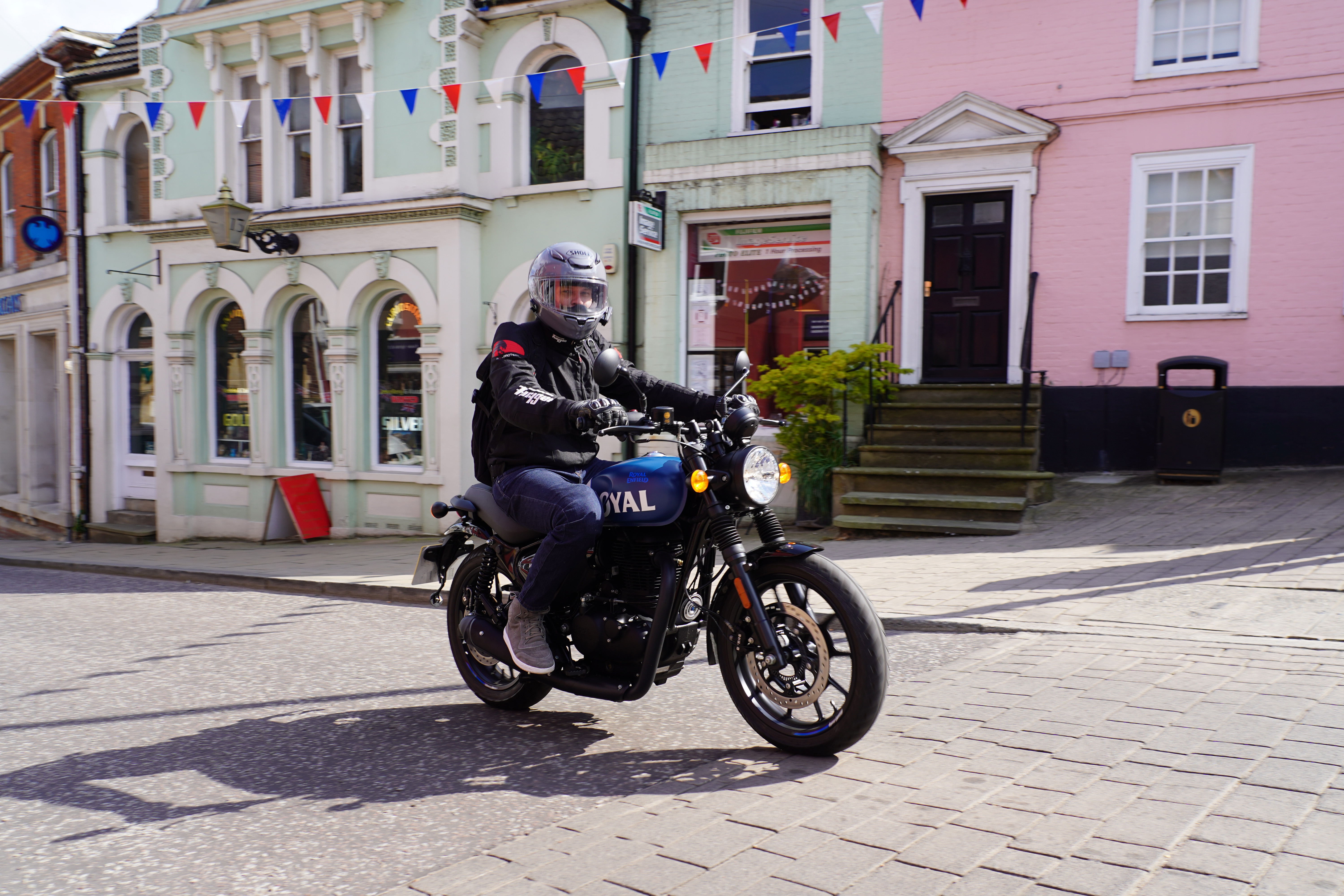 Royal Enfield HNTR 350 in UK town