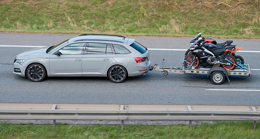 motorbikes being towed