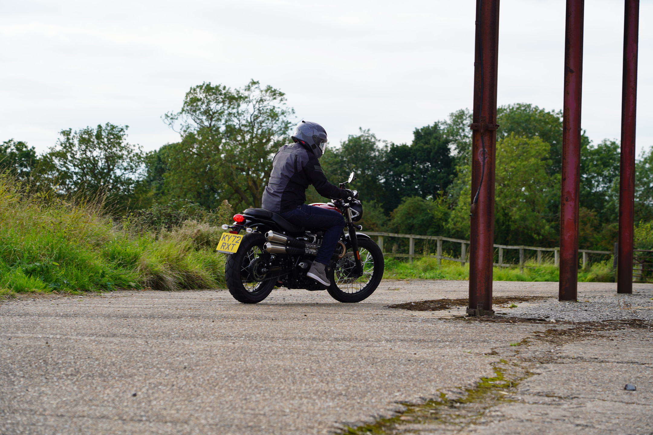 Back of the Triumph Scrambler 900 doing some urban scrambling