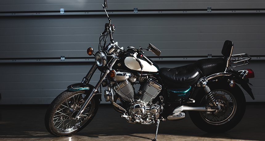 motorbike in garage