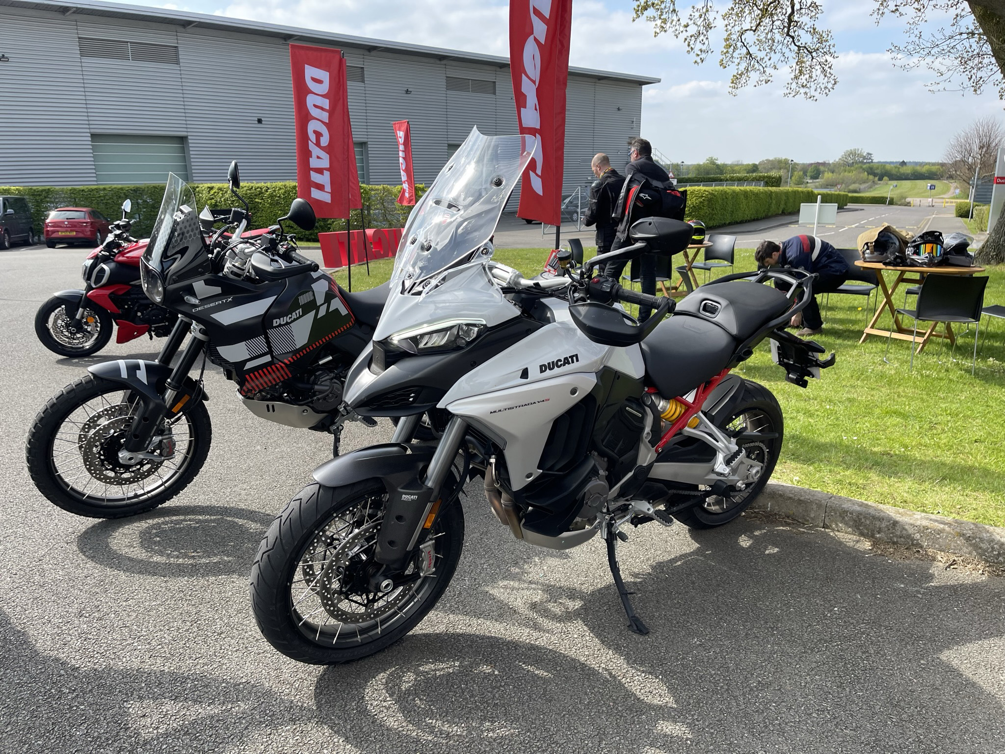 Ducati Multistrada V4S, in background the Ducati DesertX and Ducati Diavel