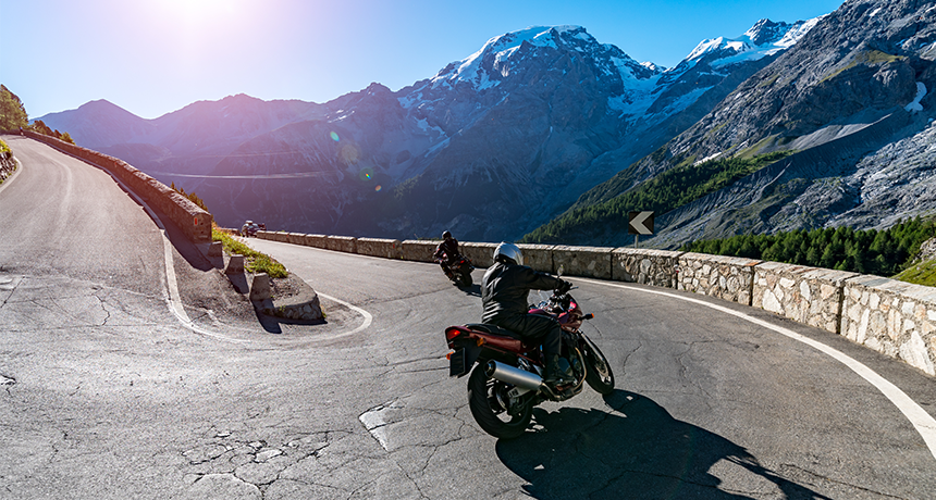 motorbike on the alps