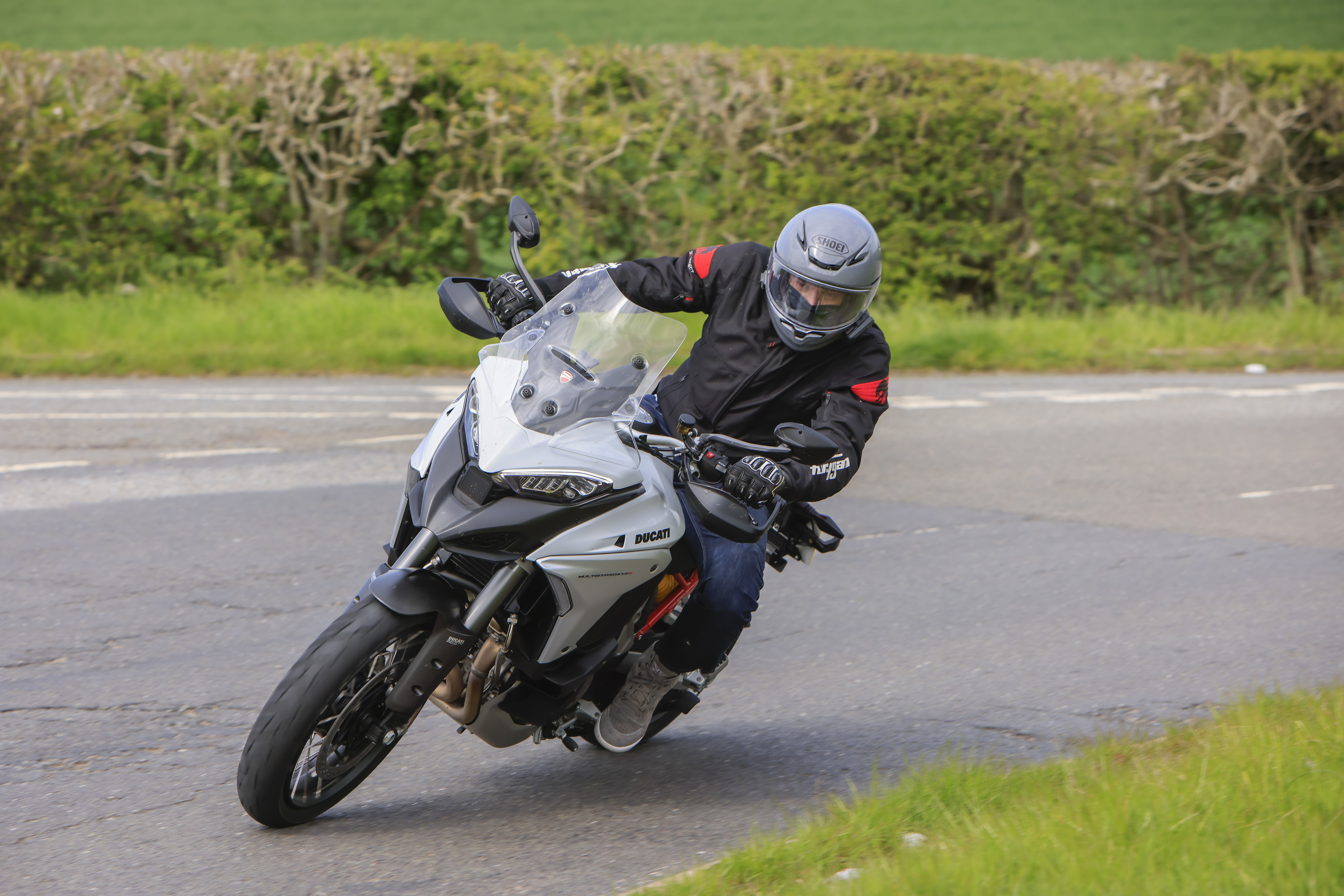 Ducati Multistrada V4S radar as seen at the front, Alex riding.