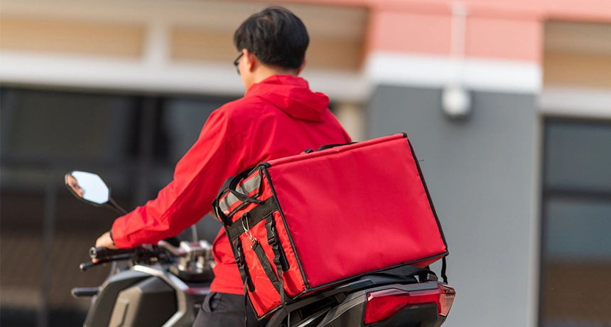 delivery rider on motorcycle