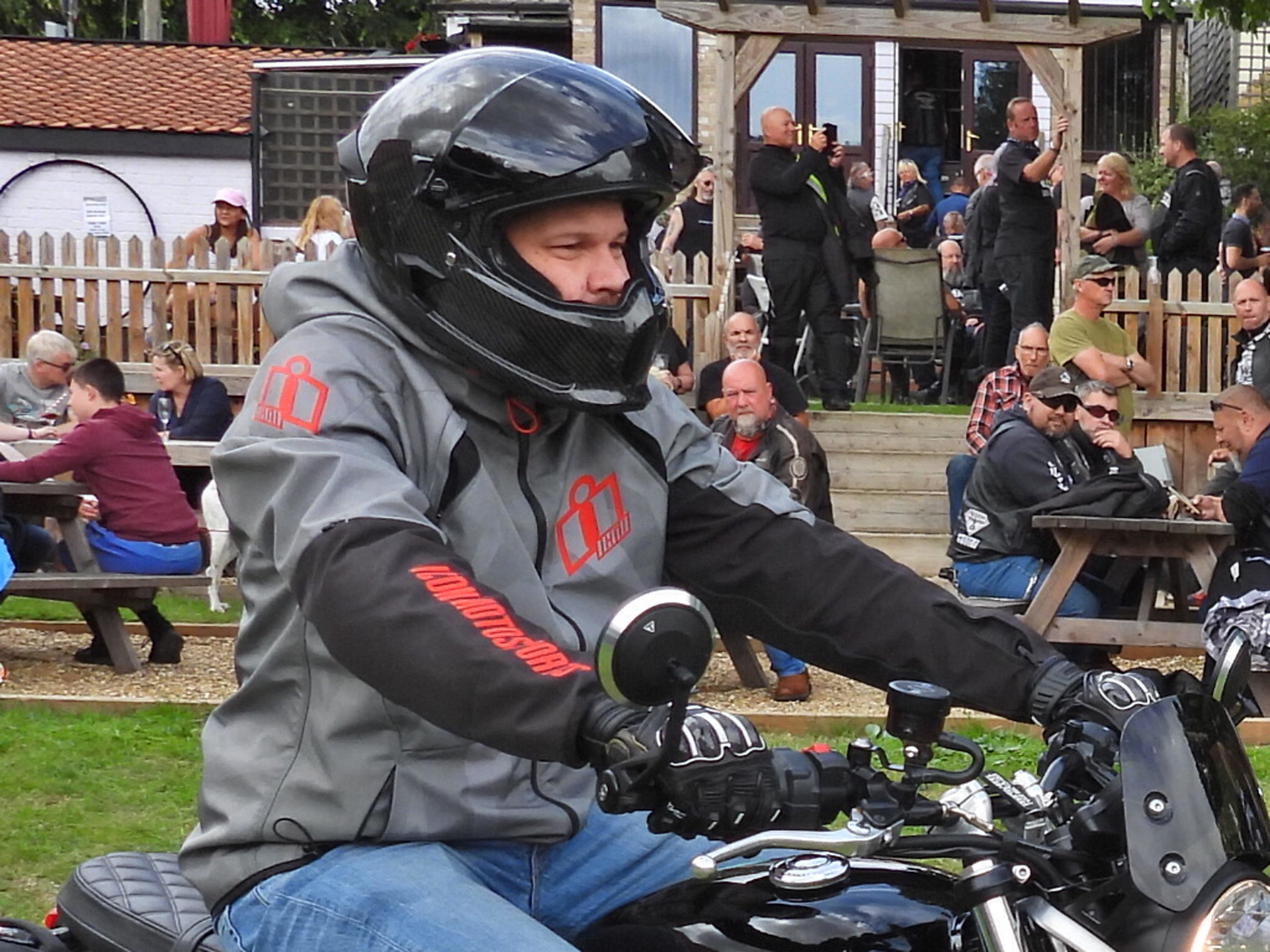 Alex at a biker meet with the Ruroc Atlas 4