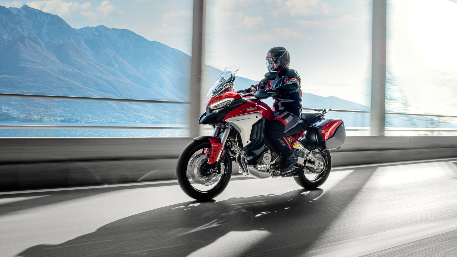 Ducati Multistrada V4 with mountain background