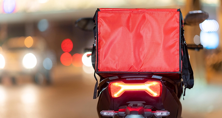 motorbike with red top box