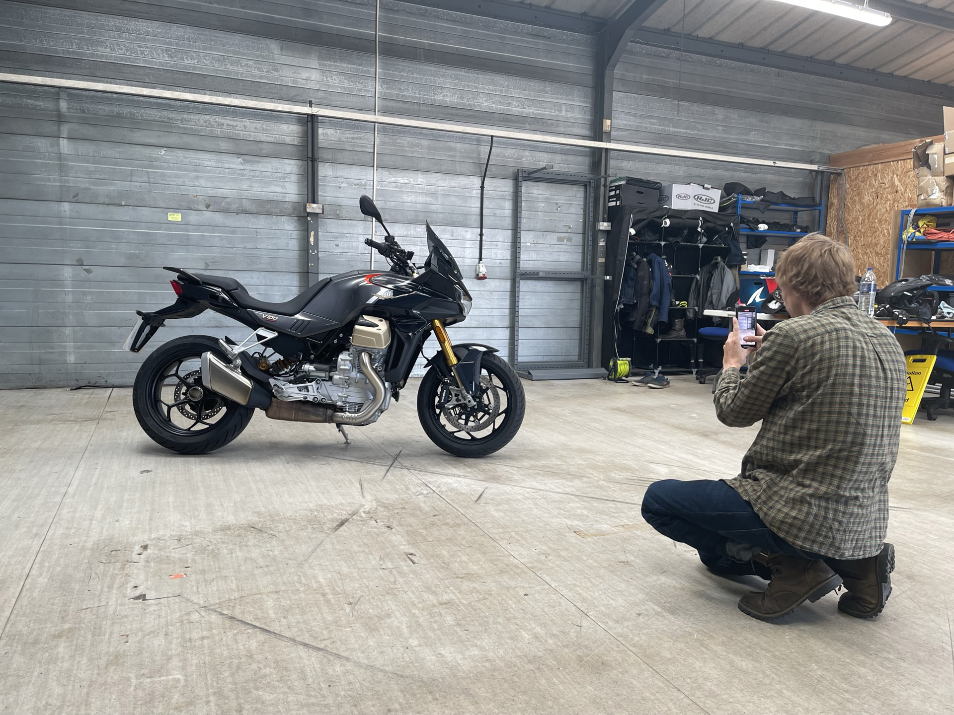 Felix capturing the Moto Guzzi V 100 Mandello S