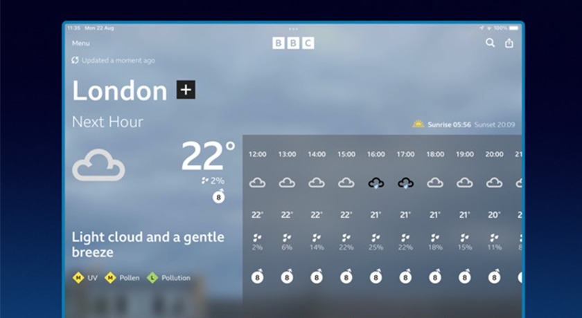 Credit: BBC Weather iOS App - Apple Store