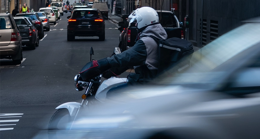 Motorbike in traffic