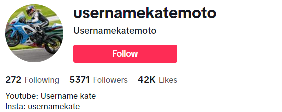 UsernameKateMoto on TikTok